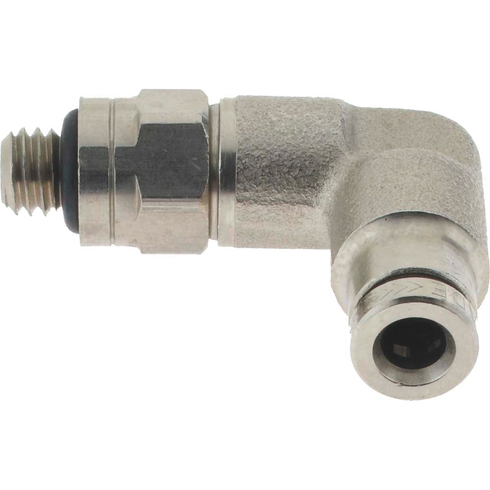 Norgren 124470110 Push-To-Connect Tube to Male & Tube to Male UNF Tube Fitting Pneufit Swivel Male Elbow, #10-32 Thread, 1/8" OD