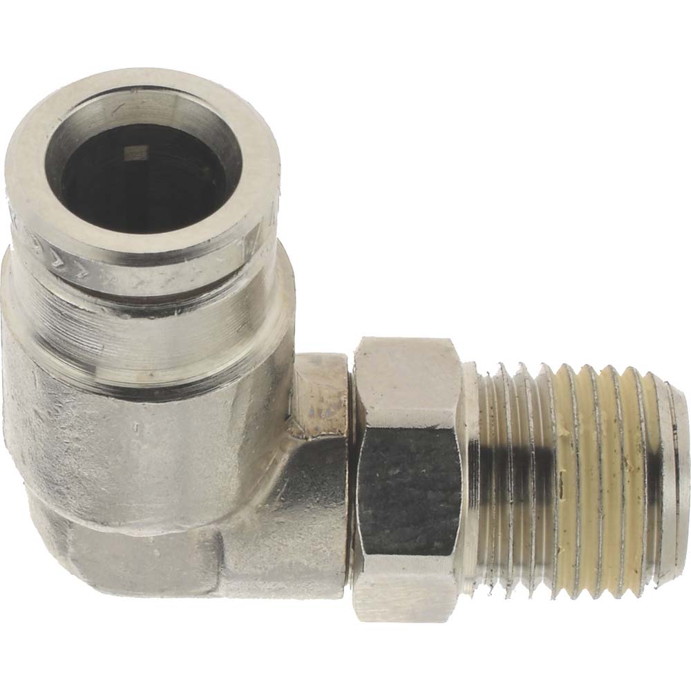 Norgren 124470418 Push-To-Connect Tube to Male & Tube to Male NPT Tube Fitting Pneufit Swivel Male Elbow, 1/8" Thread, 1/4" OD
