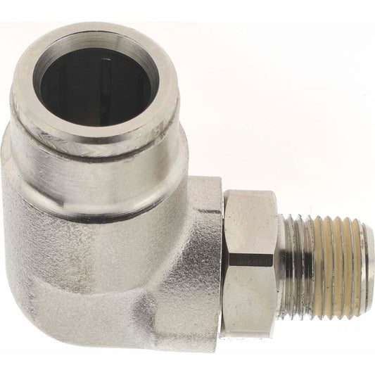 Norgren 124470618 Push-To-Connect Tube to Male & Tube to Male NPT Tube Fitting Pneufit Swivel Male Elbow, 1/8" Thread, 3/8" OD