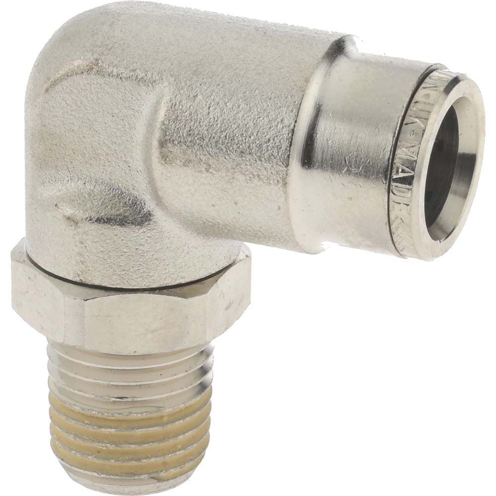 Norgren 124470628 Push-To-Connect Tube to Male & Tube to Male NPT Tube Fitting Pneufit Swivel Male Elbow, 1/4" Thread, 3/8" OD