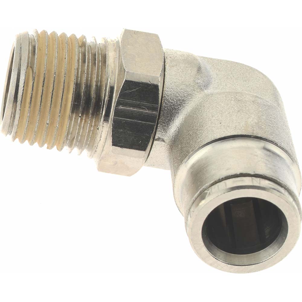 Norgren 124470638 Push-To-Connect Tube to Male & Tube to Male NPT Tube Fitting Pneufit Swivel Male Elbow, 3/8" Thread, 3/8" OD