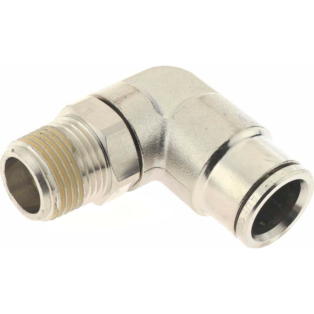 Norgren 124470738 Push-To-Connect Tube to Male & Tube to Male NPT Tube Fitting Pneufit Swivel Male Elbow, 3/8" Thread, 1/2" OD