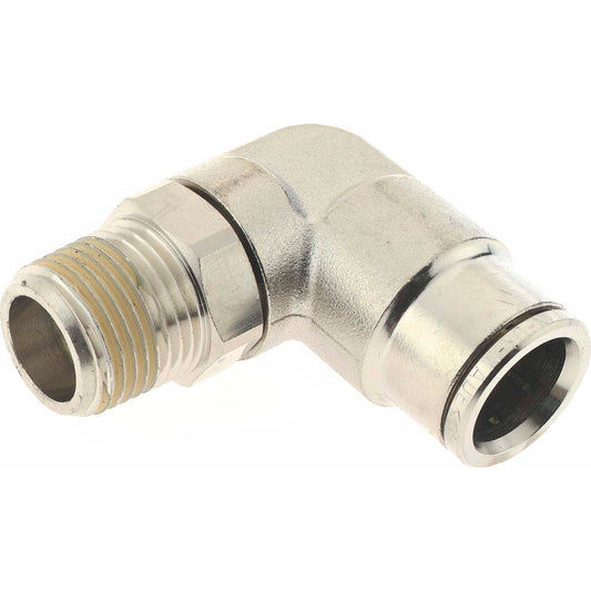 Norgren 124470738 Push-To-Connect Tube to Male & Tube to Male NPT Tube Fitting Pneufit Swivel Male Elbow, 3/8" Thread, 1/2" OD