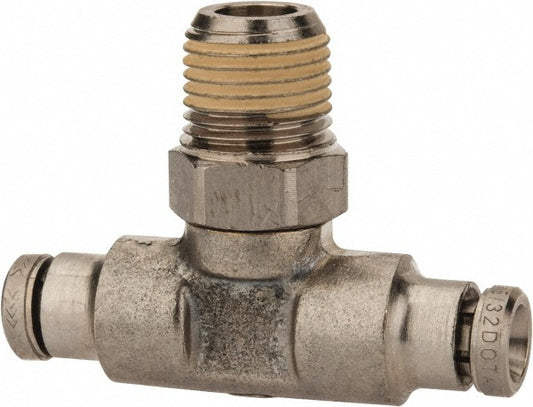 Norgren 124670218 Push-To-Connect Tube to Male & Tube to Male NPT Tube Fitting Pneufit Swivel Male Tee, 1/8" Thread, 5/32" OD