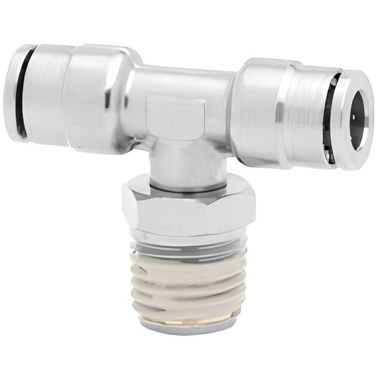 Norgren 124670618 Push-To-Connect Tube to Male & Tube to Male NPT Tube Fitting Pneufit Swivel Male Tee, 1/8" Thread, 3/8" OD