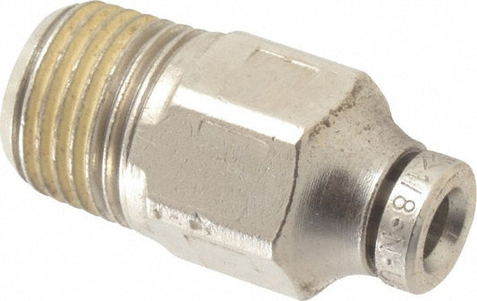 Norgren 121250118 Push-To-Connect Tube to Male & Tube to Male BSPT Tube Fitting Adapter, Straight, 1/8" Thread, 1/8" OD