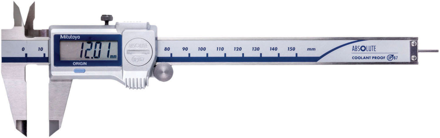 Mitutoyo 500-719-20 Electronic Caliper 150.00 mm, 6", 0.01 mm, 0.0005" Resolution, +/-0.02 mm, +/-0.0007" Accuracy, Data Output, Stainless Steel