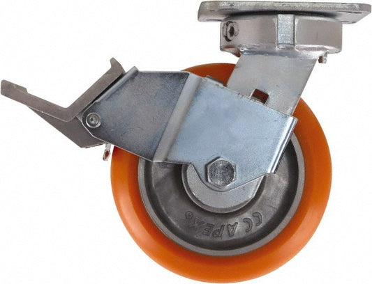 Caster Connection CDP-MSC-103 Swivel Top Plate Caster Polyurethane, 6" Wheel Dia, 2" Wheel Width, 1,000 lb Capacity, 7-1/2" OAH
