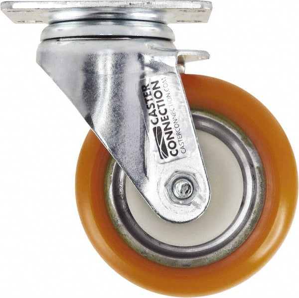 Caster Connection CDP-MSC-142 Swivel Top Plate Caster Polyurethane, 4" Wheel Dia, 1-1/4" Wheel Width, 400 lb Capacity, 5-1/8" OAH