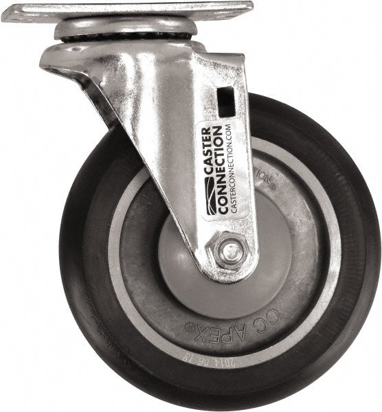 Caster Connection CDP-MSC-137 Swivel Top Plate Caster Polyurethane, 5" Wheel Dia, 1-1/4" Wheel Width, 450 lb Capacity, 6-1/4" OAH