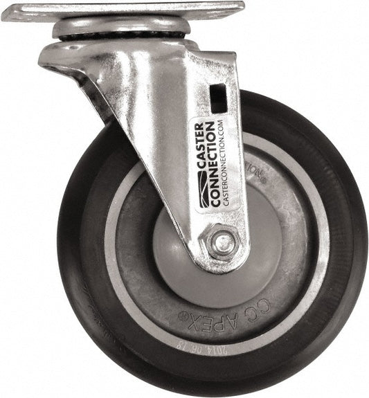 Caster Connection CDP-MSC-137 Swivel Top Plate Caster Polyurethane, 5" Wheel Dia, 1-1/4" Wheel Width, 450 lb Capacity, 6-1/4" OAH