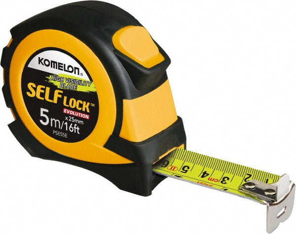 Komelon PSE55E Tape Measure 16' Long, 25 mm Width, Yellow Blade