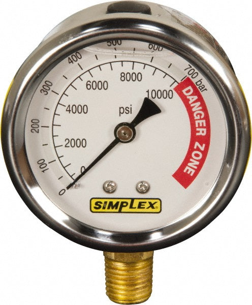 TK Simplex 18905 0 - 10,000 psi Liquid-Filled Hydraulic Pressure Gauge