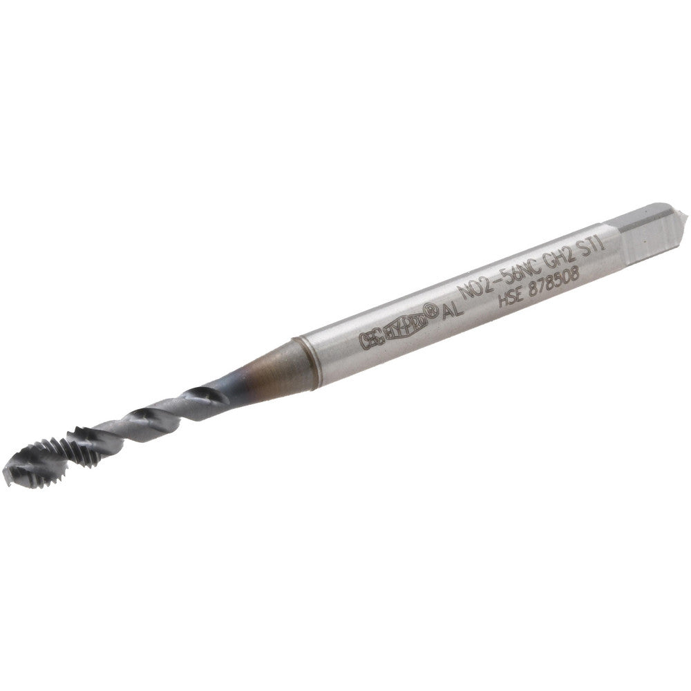 OSG 1303900108 #2-56 UNC, 2 Flute, 50&deg Helix, Semi-Bottoming Chamfer, V Finish, High Speed Steel Spiral Flute STI Tap