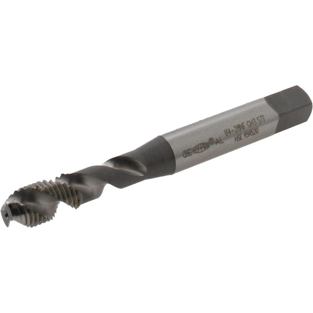 OSG 1303900700 1/4-28 UNF, 3 Flute, 50&deg Helix, Semi-Bottoming Chamfer, Bright Finish, High Speed Steel Spiral Flute STI Tap