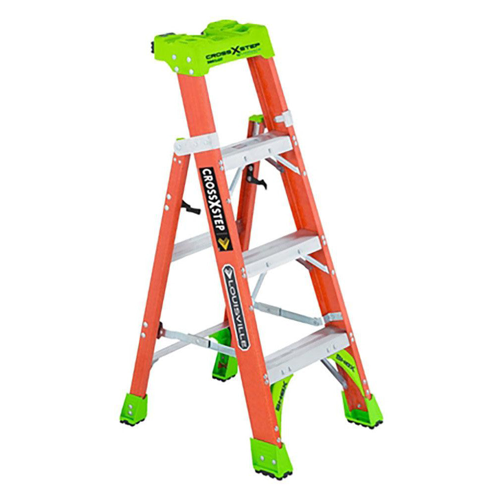 Louisville FXS1504 3 Step Fiberglass Foldable Step Ladder Type IA 300 lb Capacity 4' Height