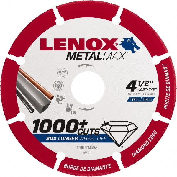 Lenox 1972921 Cut-Off Wheel  Type 1 (01/41),  4-1/2" Dia,  Diamond
