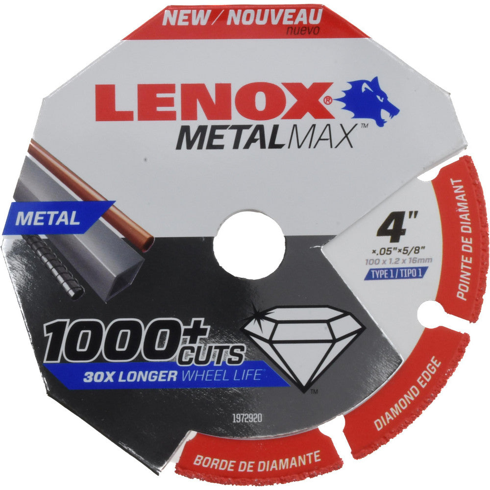Lenox 1972920 Cut-Off Wheel  Type 1 (01/41),  4" Dia,  Diamond