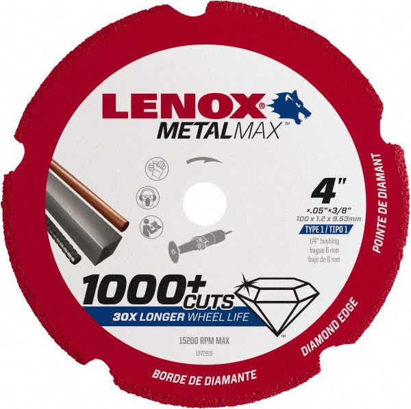 Lenox 1972919 Cut-Off Wheel  Type 1 (01/41),  4" Dia,  Diamond