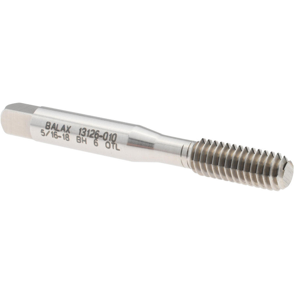 Balax 13126-010 Thread Forming Tap 5/16-18 UNC, 3B Class of Fit, Bottoming Chamfer, High-Speed Steel, Bright/Uncoated Finish
