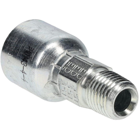 Parker 10143-4-4 Hydraulic Hose Male Rigid Fitting 0.25" ID, 4 mm, 1/4-18, 12,000 psi