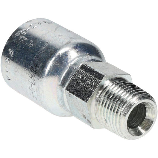 Parker 10143-6-6 Hydraulic Hose Male Rigid Fitting 0.375" ID, 60mm Long, 3/8-18, 10,000 psi