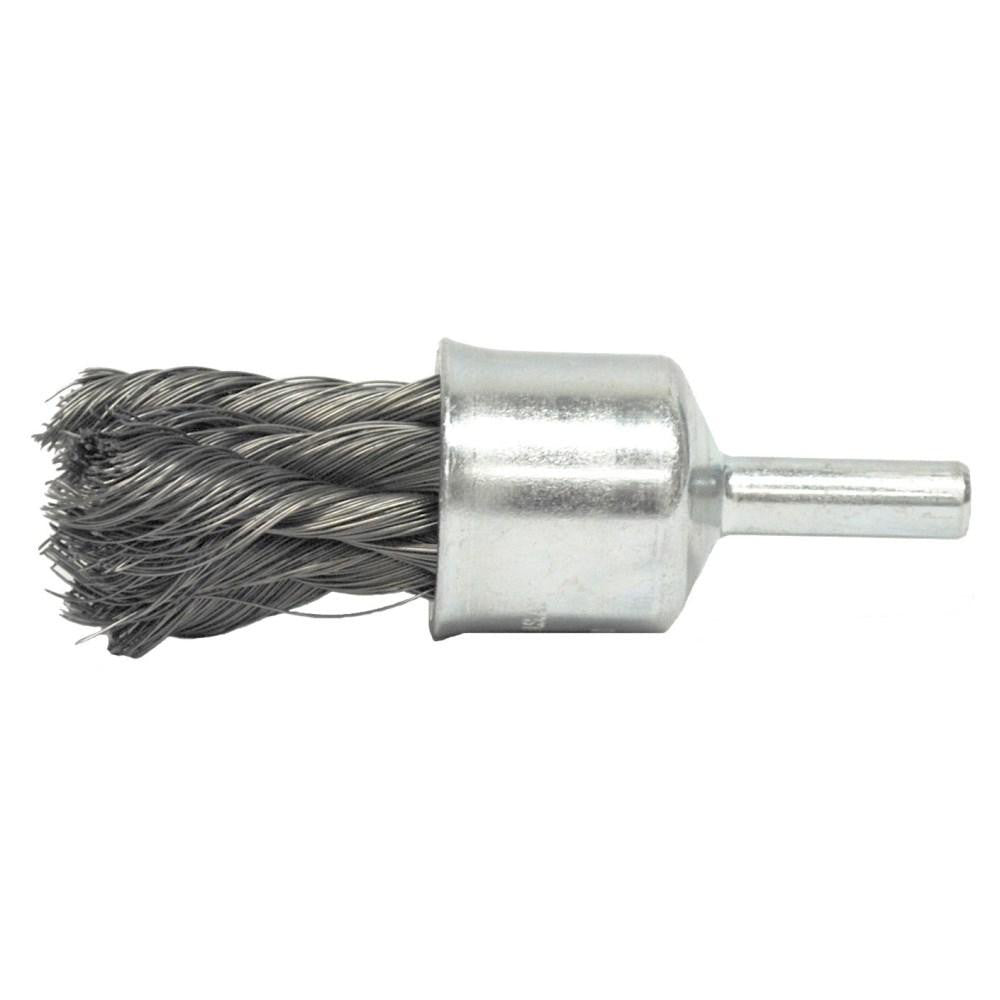Weiler 10208 End Brushes 1/2" Dia, Steel, Knotted Wire