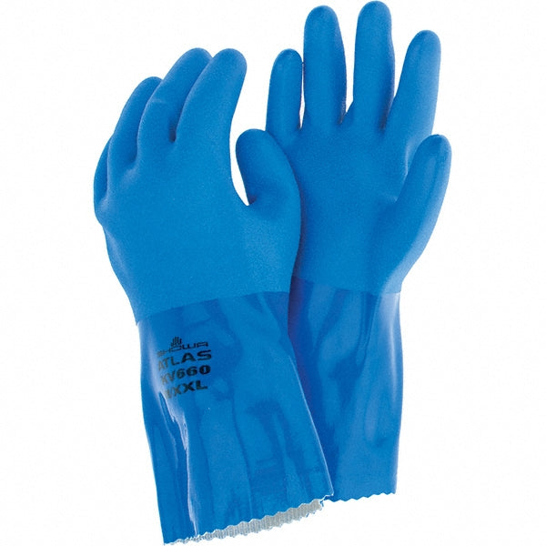 SHOWA KV660XXL-11 Chemical Resistant Gloves 2X-Large, 22 mil Thick, Polyvinylchloride-Coated