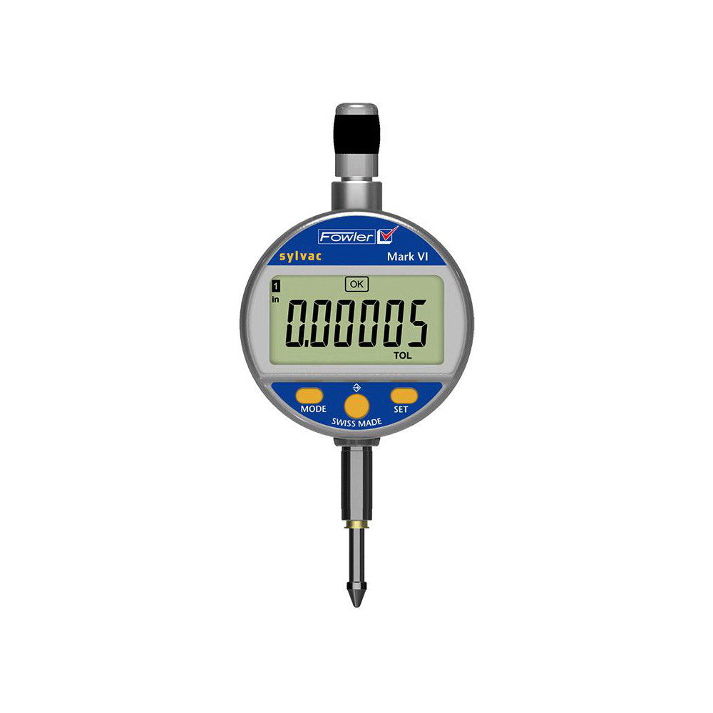 Fowler 54-530-145-0 LCD Electronic Drop Indicator 1" Max, 0.000400" Accuracy, Center Lug Back