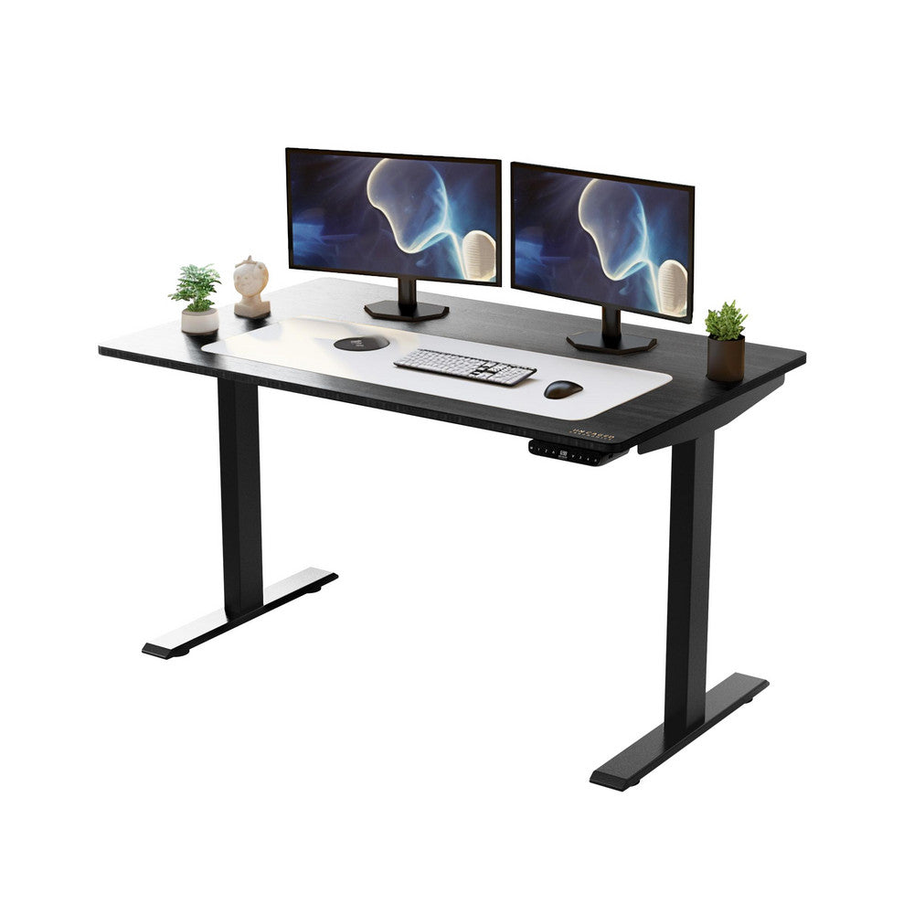 Uncaged Ergonomics RU2BBKMDF48 Double Pedestal Desk MDF Top, Black with Black Frame