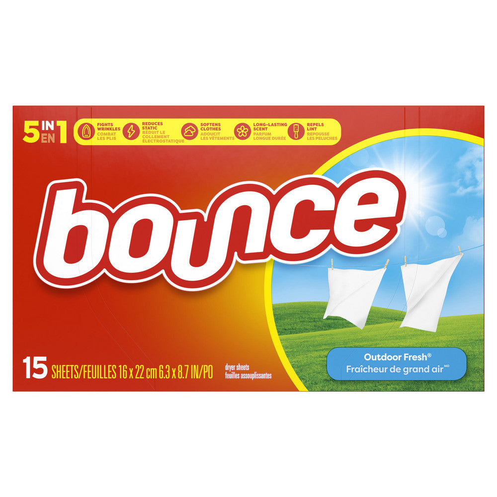 Bounce PGC95860CT Bounce Dryer Sheets, Outdoor Fresh, 15 Count, 15/Case