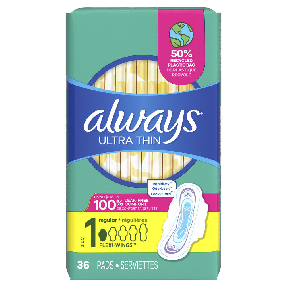 Always PGC08322PK Always Ultra Thin Pads with Wings, Size 1, 36 pack