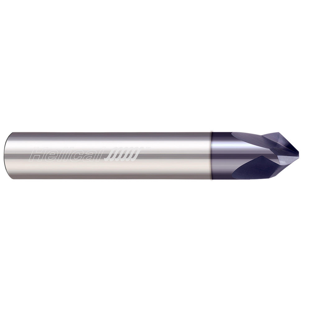 Helical Solutions 07008 Chamfer Mill 1/4" Dia, 1/4" Shank Dia, 90 deg, 3 Flute, Solid Carbide, Single End