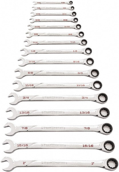 GEARWRENCH 86451 Ratcheting Combination Wrench Set 16 Pc, 1/2" 11/16" 3/8" 5/8" 7/16" & 9/16" Wrench, Inch