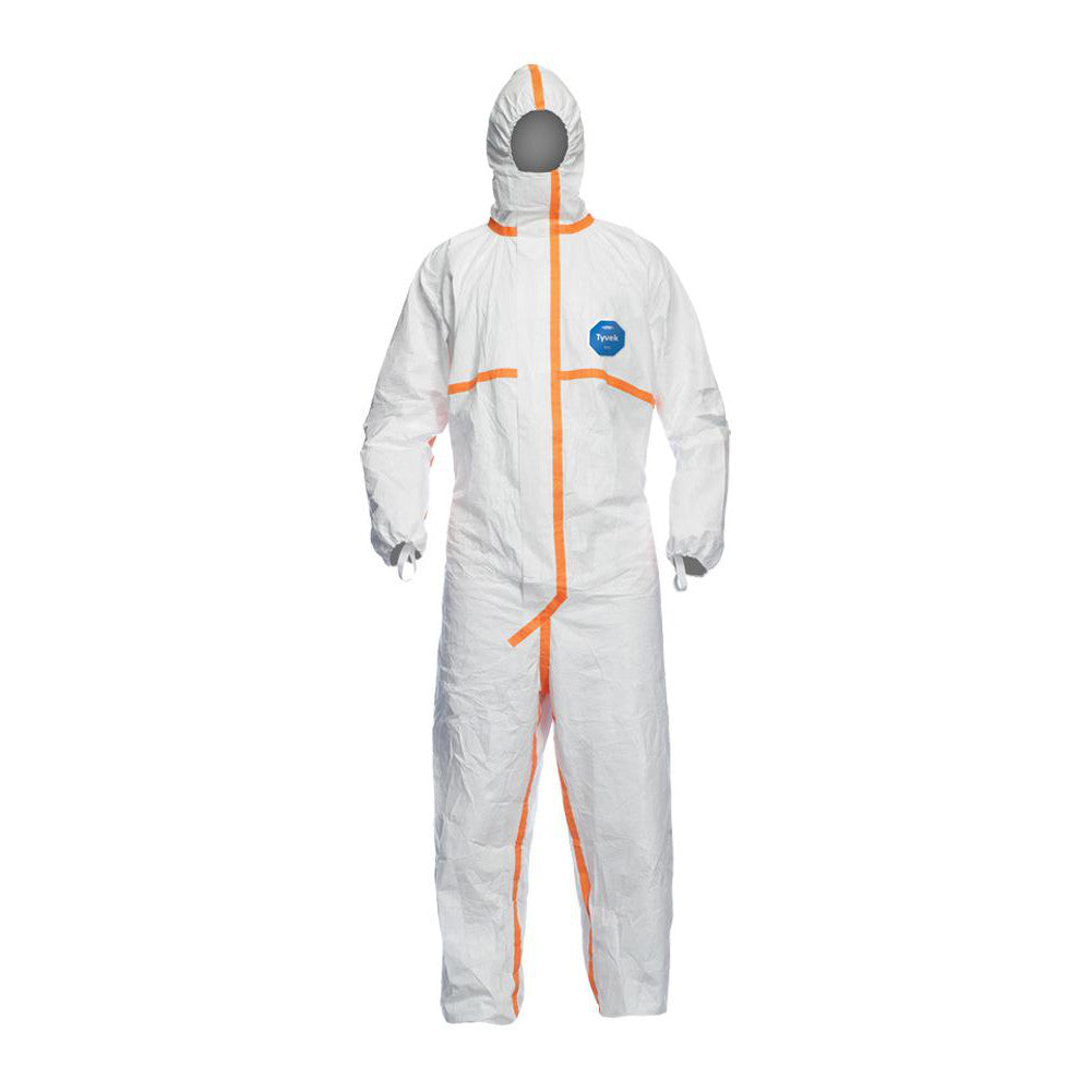 Dupont TJ198TWH2X0025PI Disposable Coveralls Airborne Particulate & Liquid Protection, Size 2X-Large, 1.7401 oz, Tyvek, Zipper & Stormflaps Closure
