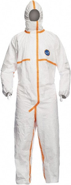 Dupont TJ198TWHSM0025PI Disposable Coveralls Airborne Particulate & Liquid Protection, Size Small, 1.7401 oz, Tyvek, Zipper & Stormflaps Closure