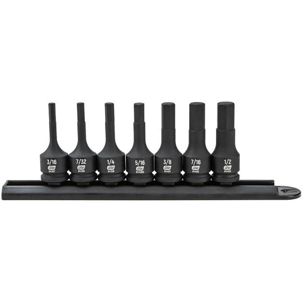 GEARWRENCH 84913 Hex Bit Socket Set 3/8" Drive, 7 Pc, 3/16 to 1/2" Hex