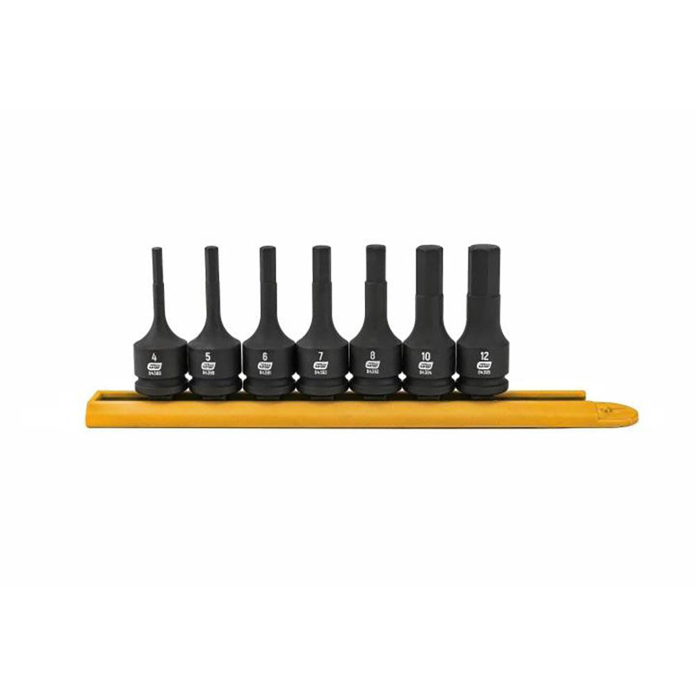 GEARWRENCH 84912 Hex Bit Socket Set 3/8" Drive, 7 Pc, 4 to 12 mm Hex