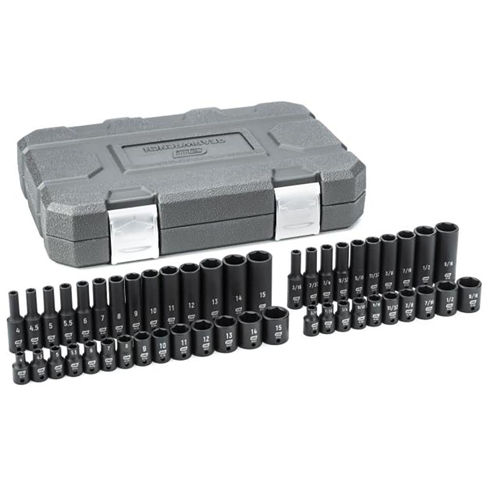 GEARWRENCH 84902 Deep Impact Standard Socket Set 48 Pc, 1/4" Drive, 3/16 to 9/16" Socket