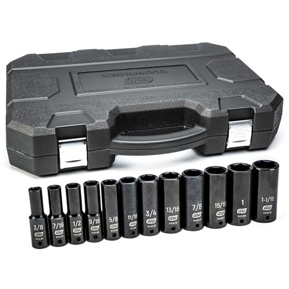 GEARWRENCH 84942N Deep Impact Socket Set 12 Pc, 1/2" Drive, 3/8 to 1-1/16" Socket