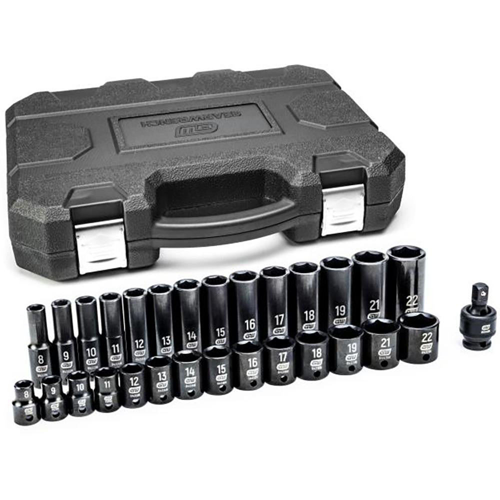 GEARWRENCH 84925N Deep Impact Standard Socket Set 29 Pc, 3/8" Drive, 8.00 to 22.00" Socket
