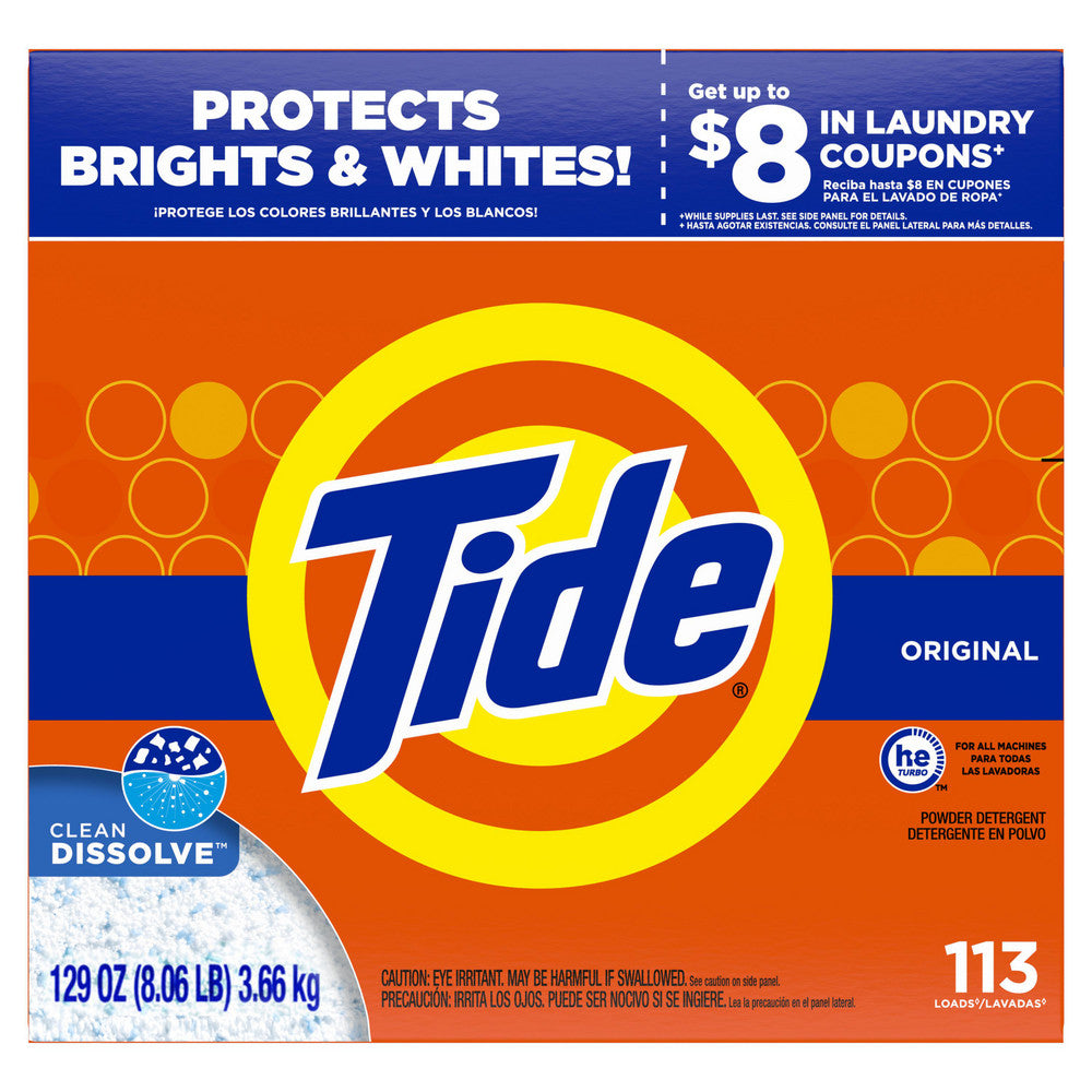 Tide PGC16673CT Tide Powder Laundry Detergent, Original Scent, 113 loads, 129 fl oz, 2/Case