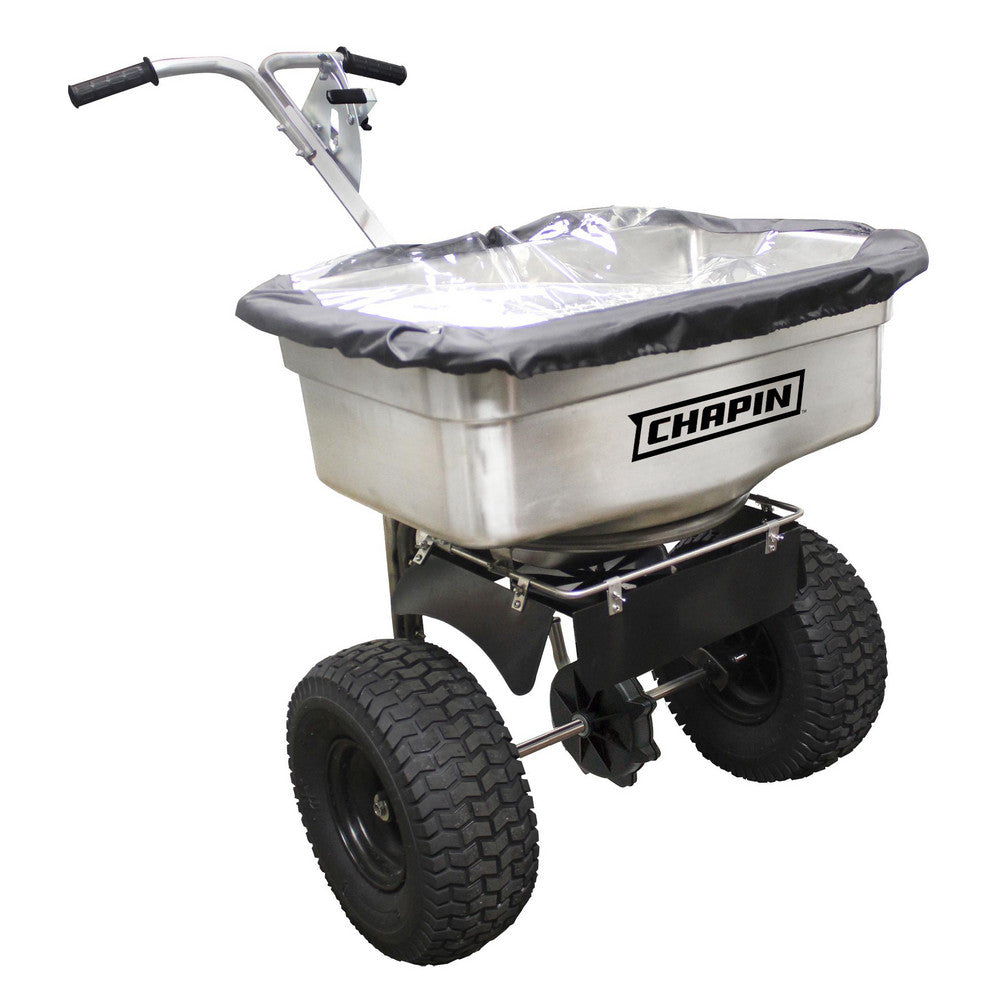 Chapin 82500B Walk Behind Landscape Spreader 100 lb Capacity, Stainless Steel Hopper