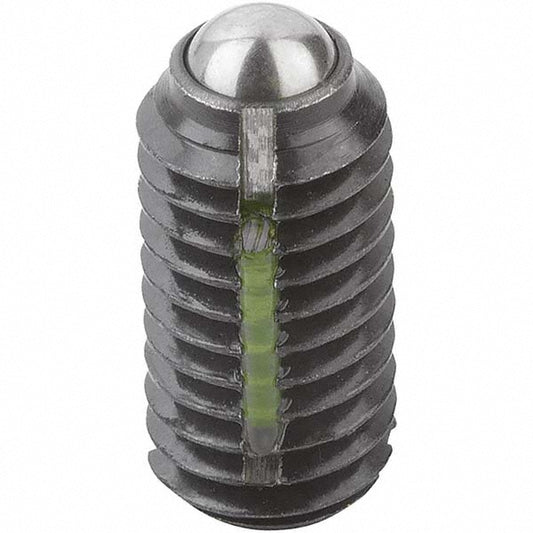KIPP K0321.204 Threaded Ball Plunger M4, 0.0984" Ball Dia, 0.3543" Body Length, 0.0315" Max Ball Reach