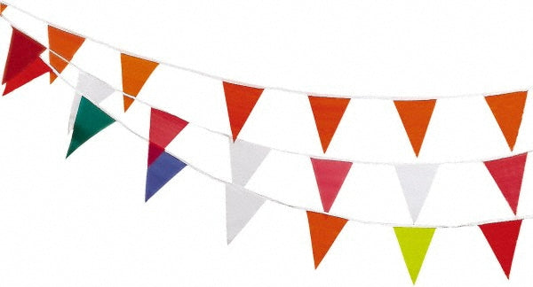 PRO-SAFE 03-400-60 Pennants Color Red  Overall Length (Feet) 60.00  Pennant Length (Inch) 12  Pennant Width (Inch) 9  Number of Pennants 50  Material Vinyl