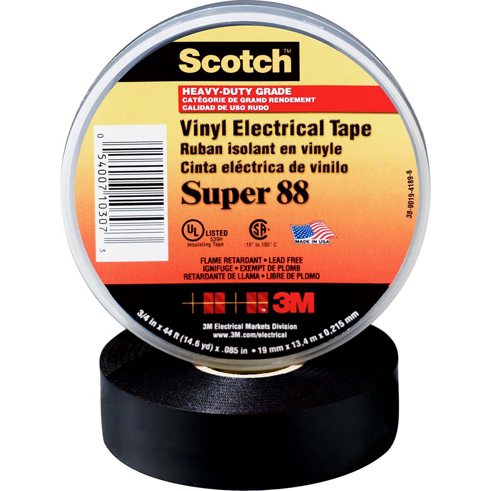 3M 7000006093 Electrical Tape 2" Wide, 110' Long, 8.5 mil Thick, Black