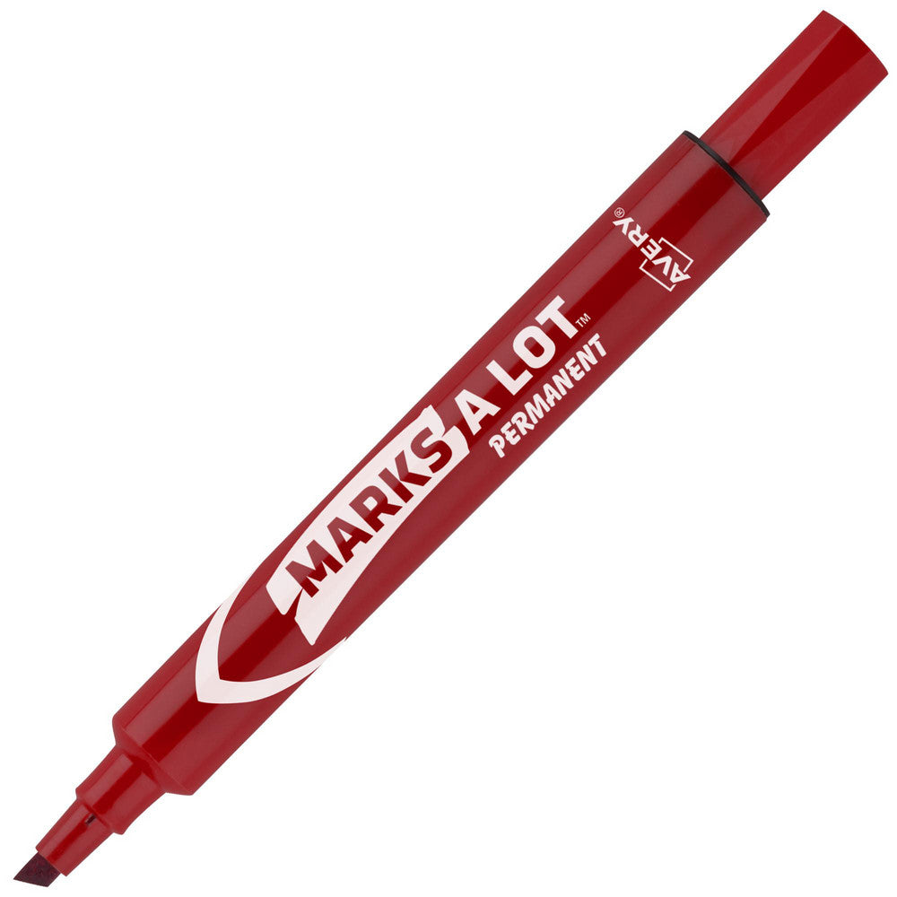 AVERY 08887 Permanent Marker Red, AP Non-Toxic, Fade Resistant & Water-Resistant, Chisel Tip