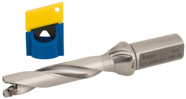 Iscar 3201738 Replaceable-Tip Drill 0.748 to 0.783" Dia, 3.74" Max Depth, 1" Weldon Flat Shank