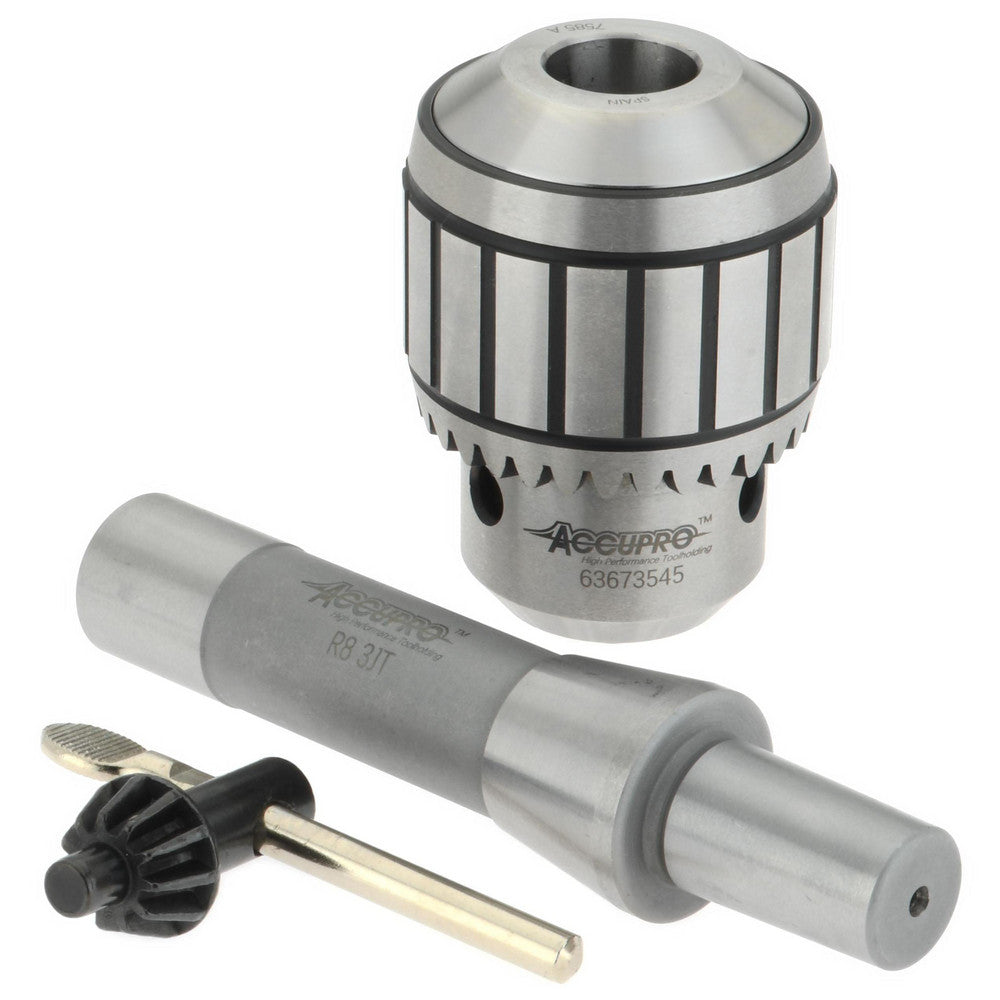 Accupro CBS1308500MSC Drill Chuck 1/32 to 1/2" Capacity, Tapered Mount, JT3
