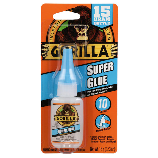 Gorilla Glue 7805002 Glue Glue Type Super Glue  Container Size 15 g  Container Type Squeeze Bottle  Working Time Instant  Color Clear  Maximum Temperature 220F